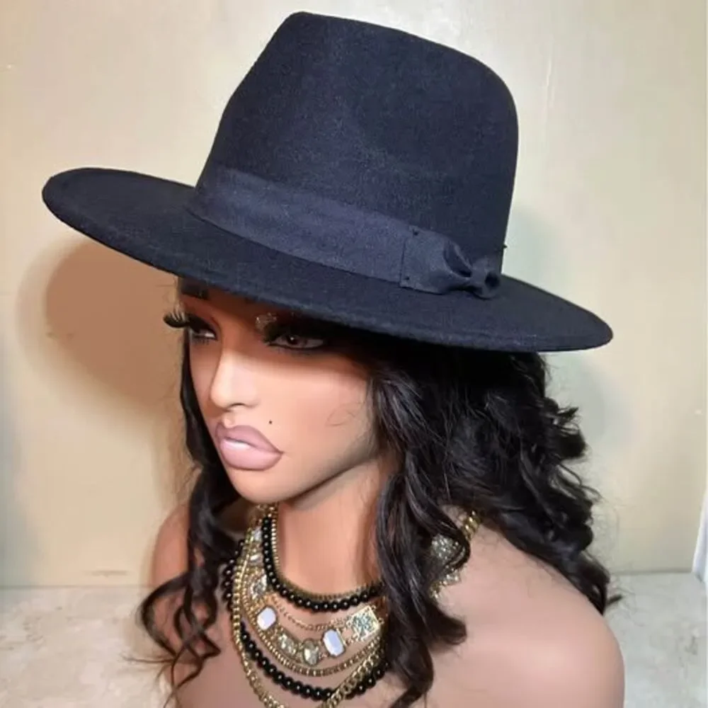 NEW Women’s Classy Black Fedora Style Wide Brim Hat